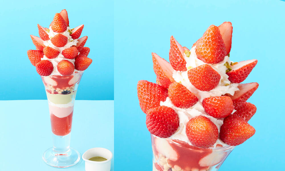 超いちご！15(いちご)とピスタチオのクイーンパフェ