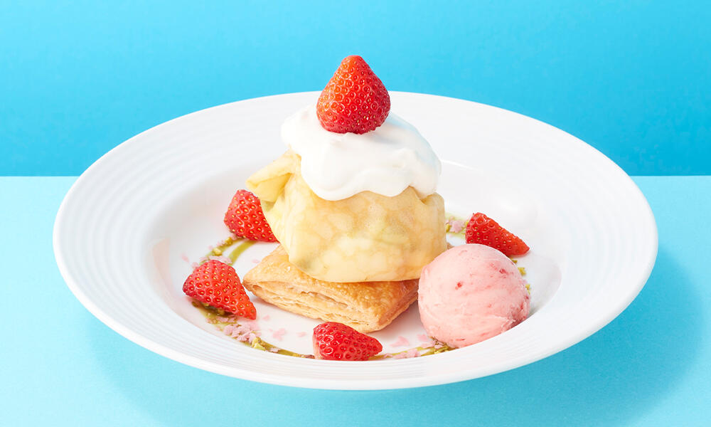 いちごとピスタチオのプリンクレープ